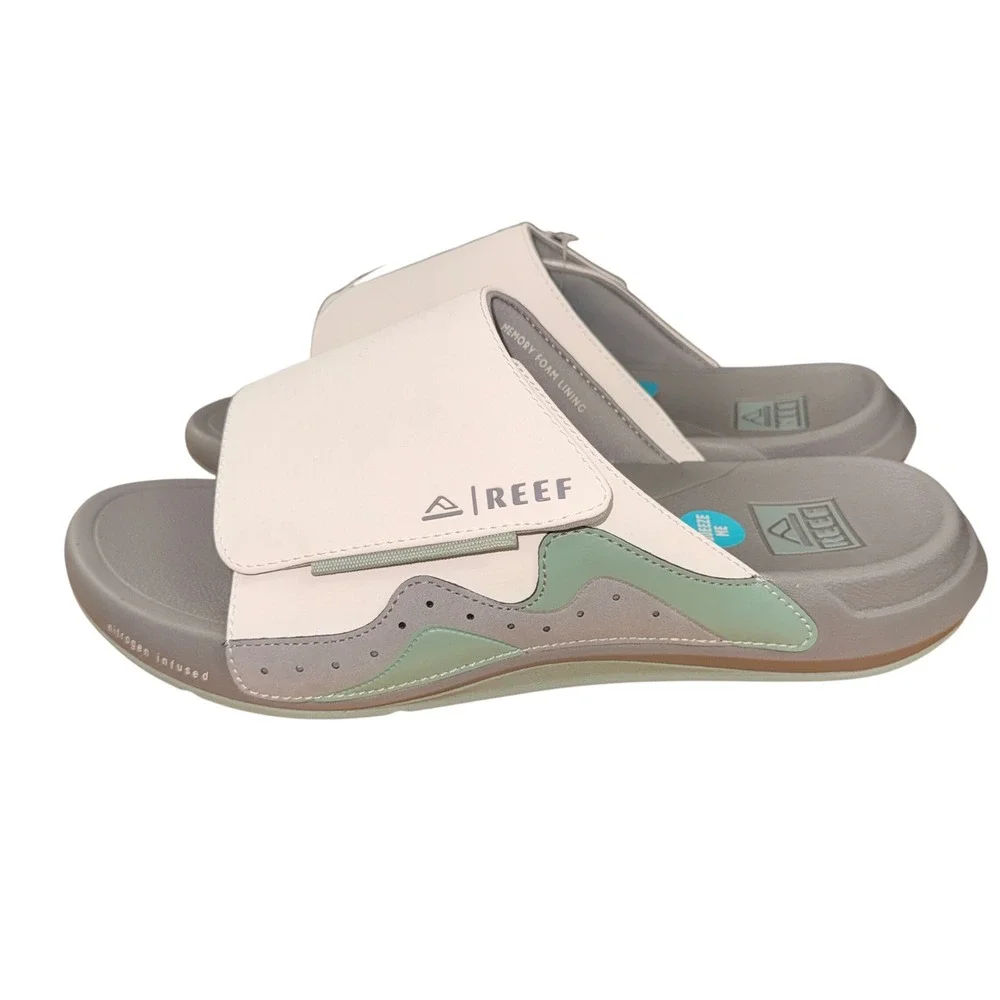 NEW Reef Swell Cruiser Slide Mens 11 Sandals Grey Green CJ6222 Nitrogen Infused